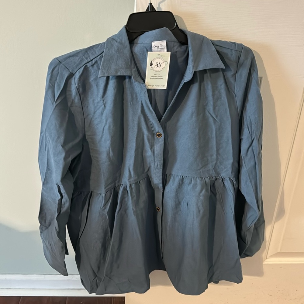 Cozy co button up blouse long sleeve shirt